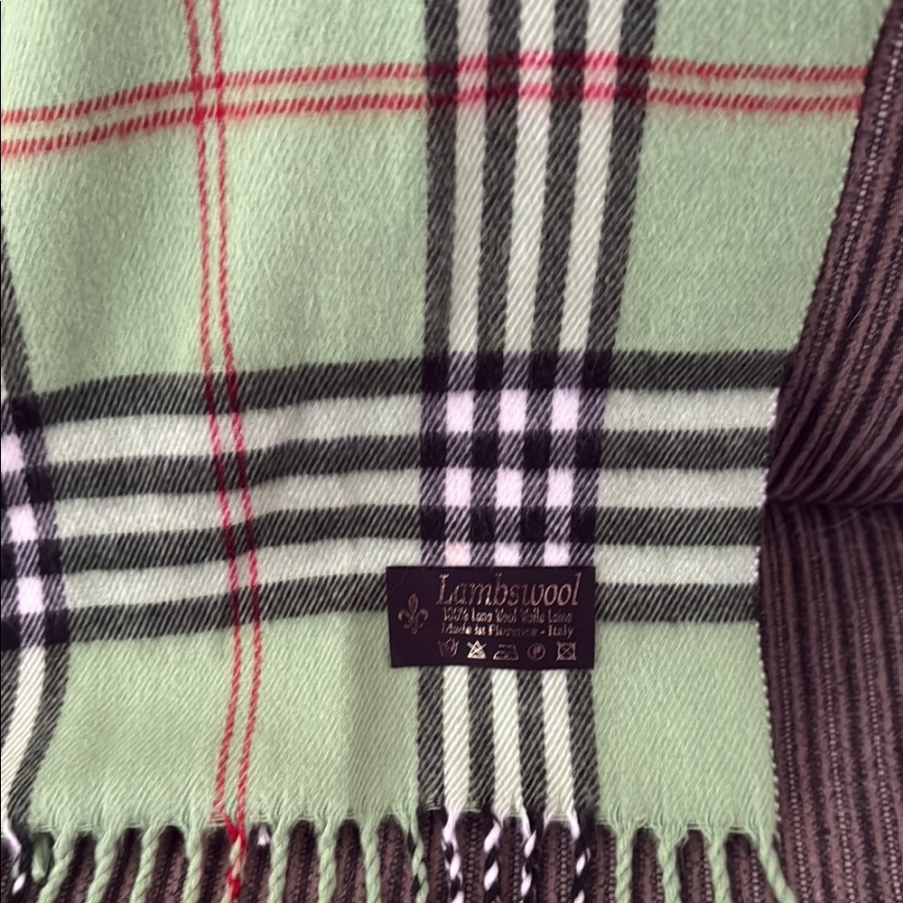 Lambswool Green Plaid Men's Scarf - Lambswool
